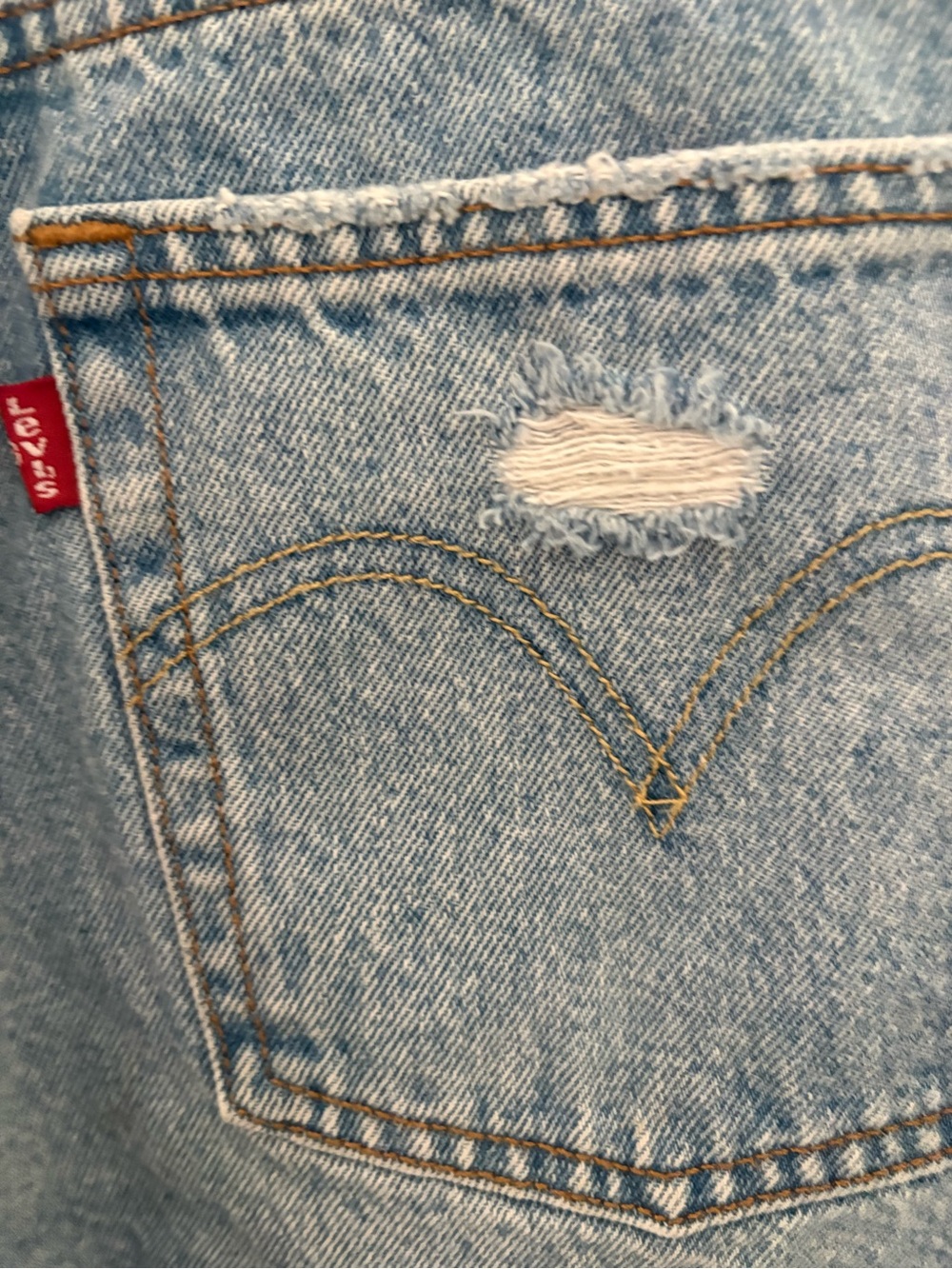 Levi's 501 Light Blue Distressed Denim Cutoff Shorts - Picture 4 of 11